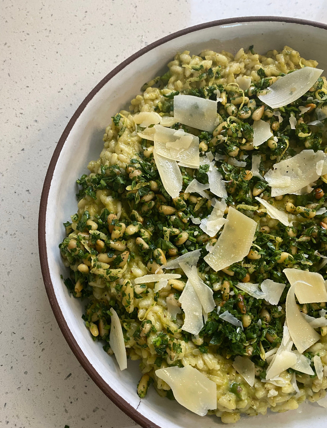 Zucchini Pesto Risotto with a Pine Nut Gremolata